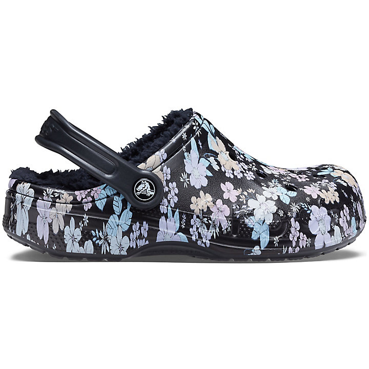 Sabots Crocs Baya Printed Doublée Clog Noir Fleur Homme | NOC-7051560