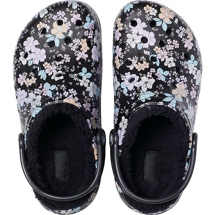 Sabots Crocs Baya Printed Doublée Clog Noir Fleur Homme | NOC-7051560