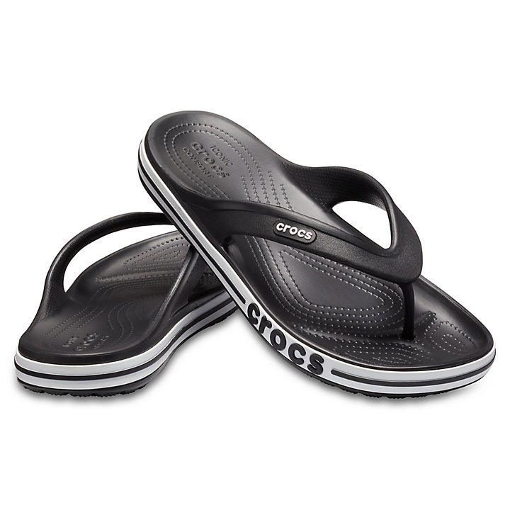 Tong Crocs Bayaband Flip Noir Blanche Homme | IQB-7770259