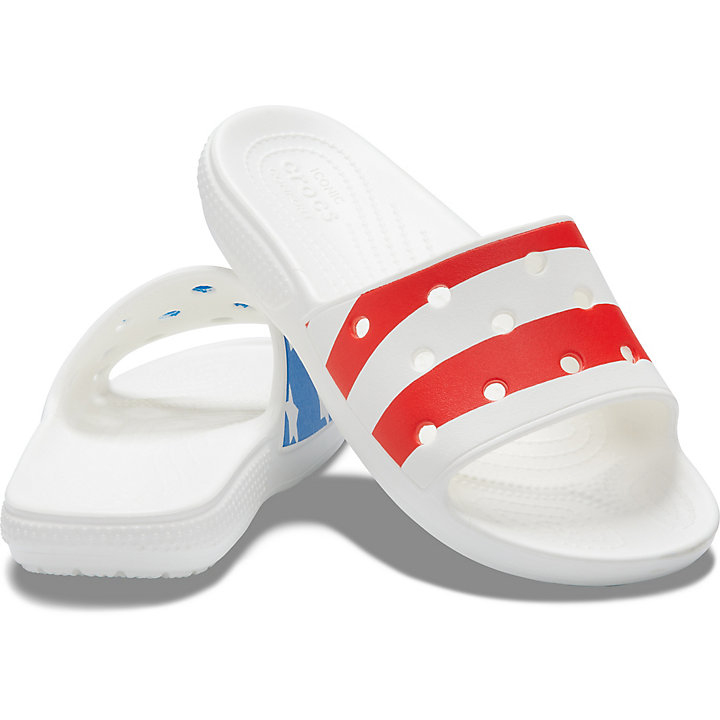 Claquette Crocs Classiche American Flag Claquette Blanche Multicolore Homme | WMG-4531793