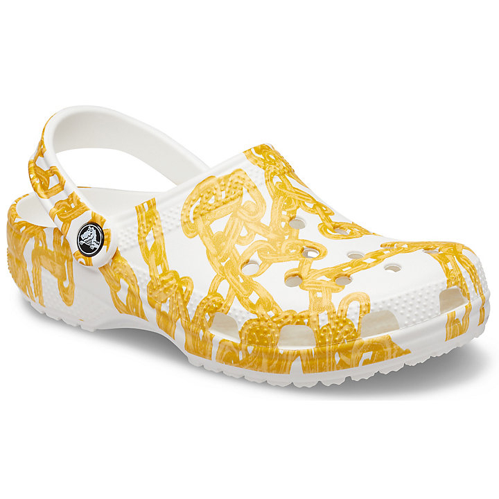 Sabots Crocs Classiche Chain Graphic Clog Blanche Homme | CRE-7074095