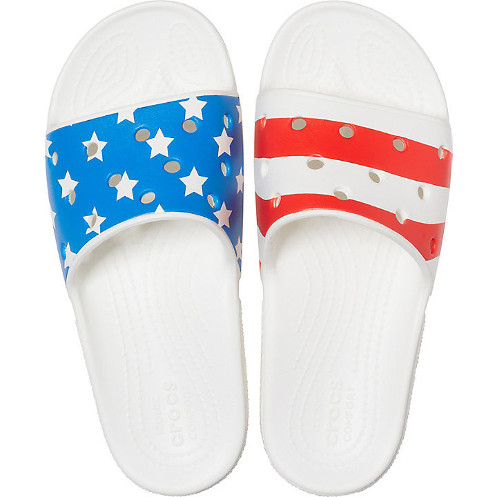 Claquette Crocs Classiche American Flag Claquette Blanche Multicolore Homme | WMG-4531793