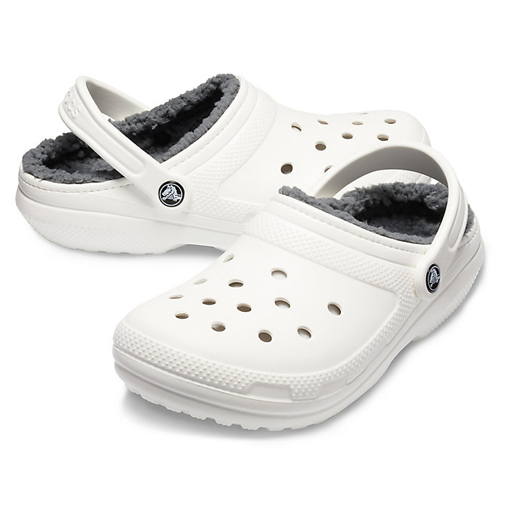 Big And Tall Crocs Classiche Doublée Clog Blanche Grise Homme | TVN-8866825