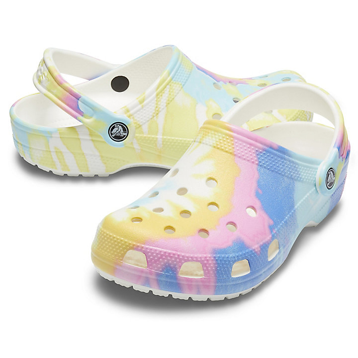 Sabots Crocs Classiche Tie-Dye Graphic Clog Blanche Multicolore Homme | FDQ-5998372