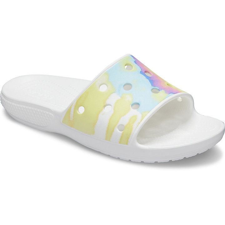 Claquette Crocs Classiche Tie-Dye Graphic Claquette Blanche Multicolore Homme | EOS-0089624