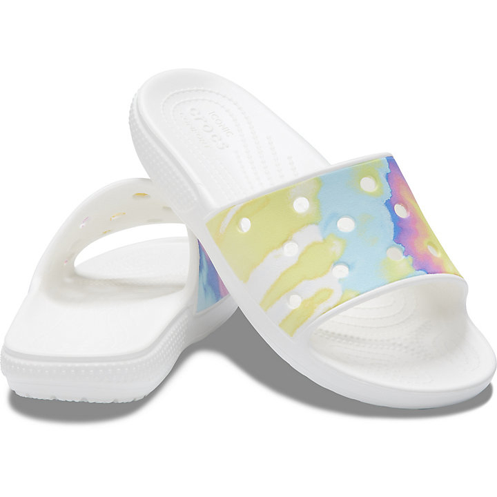 Claquette Crocs Classiche Tie-Dye Graphic Claquette Blanche Multicolore Homme | EOS-0089624