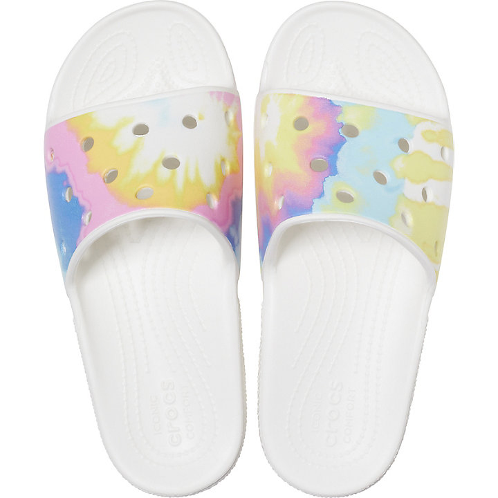 Claquette Crocs Classiche Tie-Dye Graphic Claquette Blanche Multicolore Homme | EOS-0089624