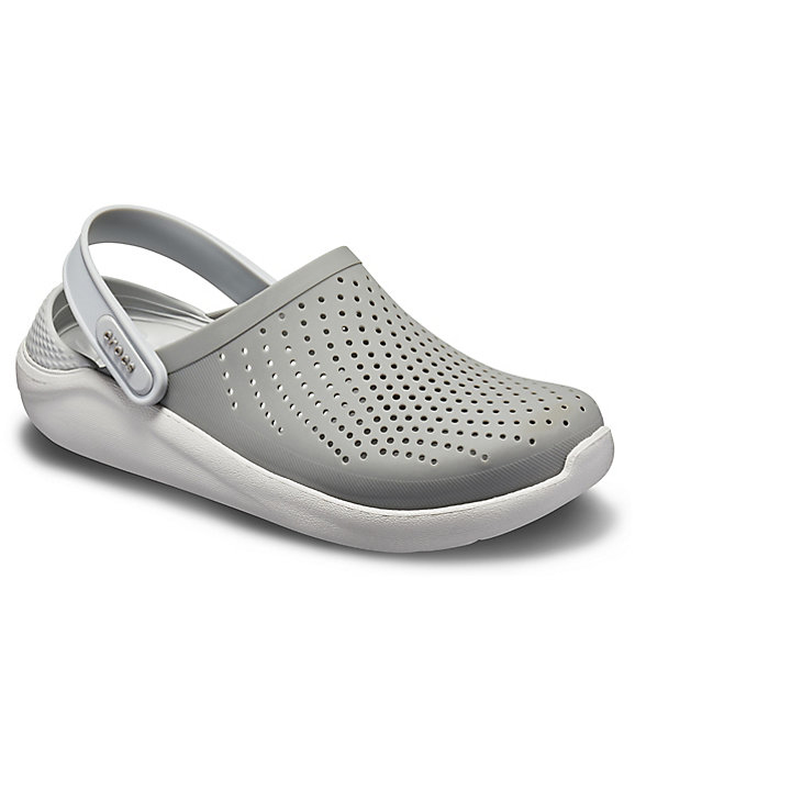 Sabots Crocs LiteRide Clog Grise Blanche Homme | WAG-0743173