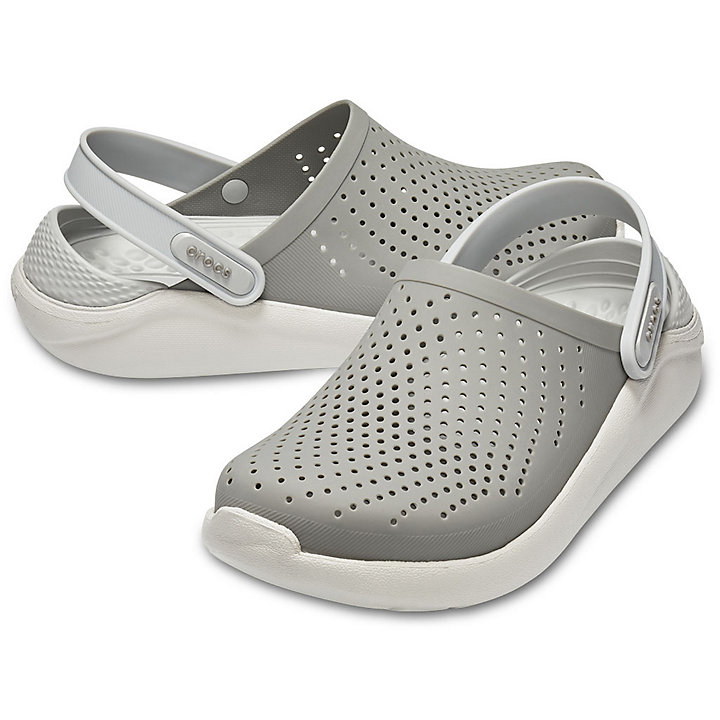 Sabots Crocs LiteRide Clog Grise Blanche Homme | WAG-0743173