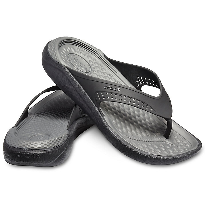 Tong Crocs LiteRide Flip Noir Grise Homme | MEN-5149857