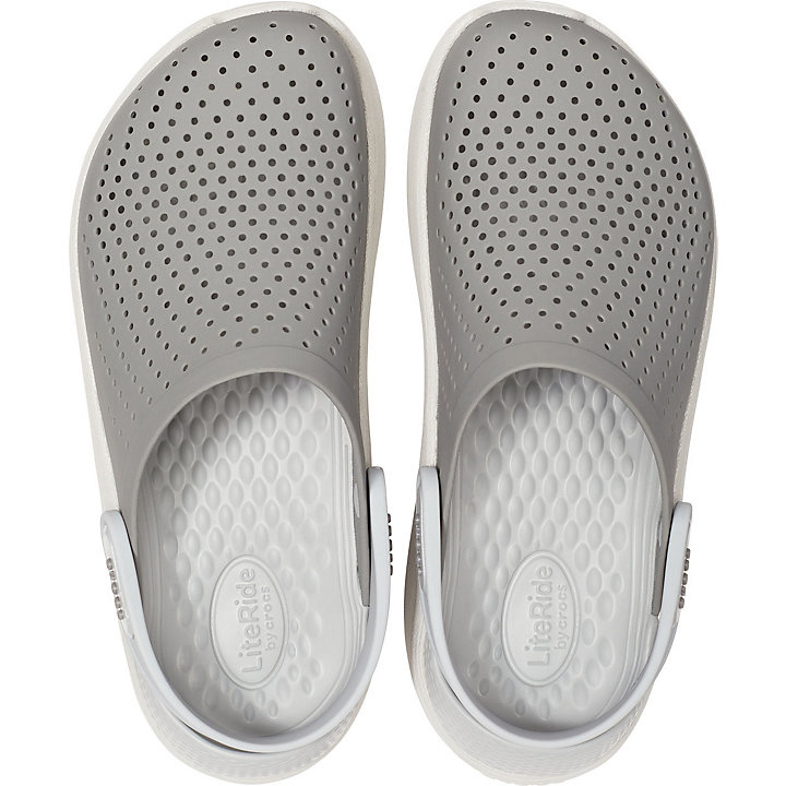 Sabots Crocs LiteRide Clog Grise Blanche Homme | WAG-0743173