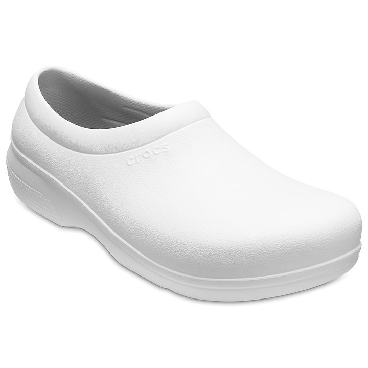 Sabots Crocs On-The-Clock Travail Slip-On Blanche Homme | TAB-3129128