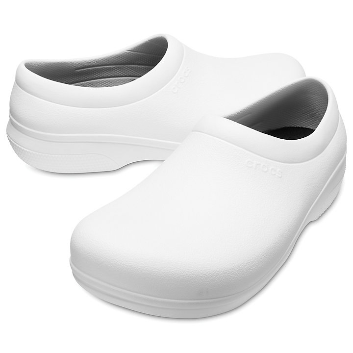 Sabots Crocs On-The-Clock Travail Slip-On Blanche Homme | TAB-3129128