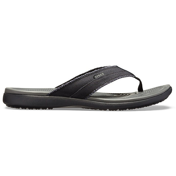 Big And Tall Crocs Santa Cruz Tela Flip Noir Grise Homme | UXH-3511900