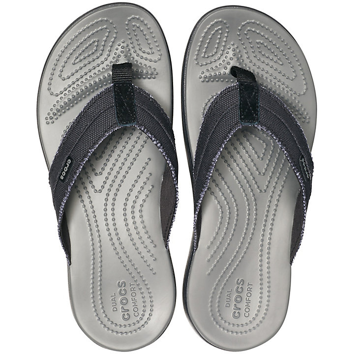 Big And Tall Crocs Santa Cruz Tela Flip Noir Grise Homme | UXH-3511900