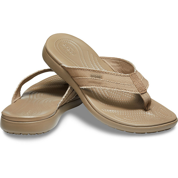 Sandales Crocs Santa Cruz Tela Flip Kaki Homme | NCB-9352539