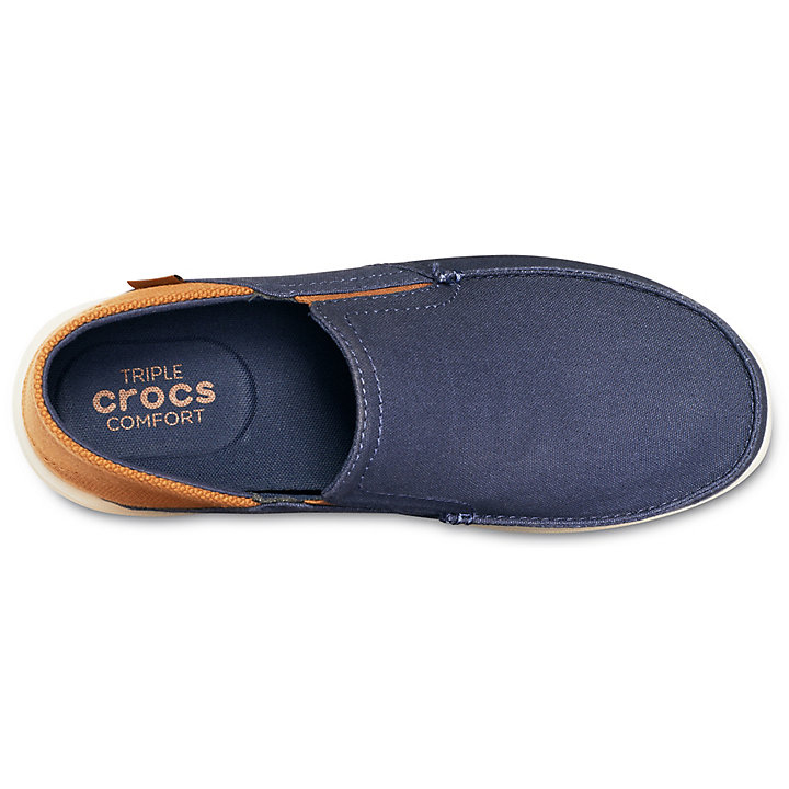 Big And Tall Crocs Santa Cruz Convertible Slip-On Bleu Marine Marron Homme | YVN-0109690