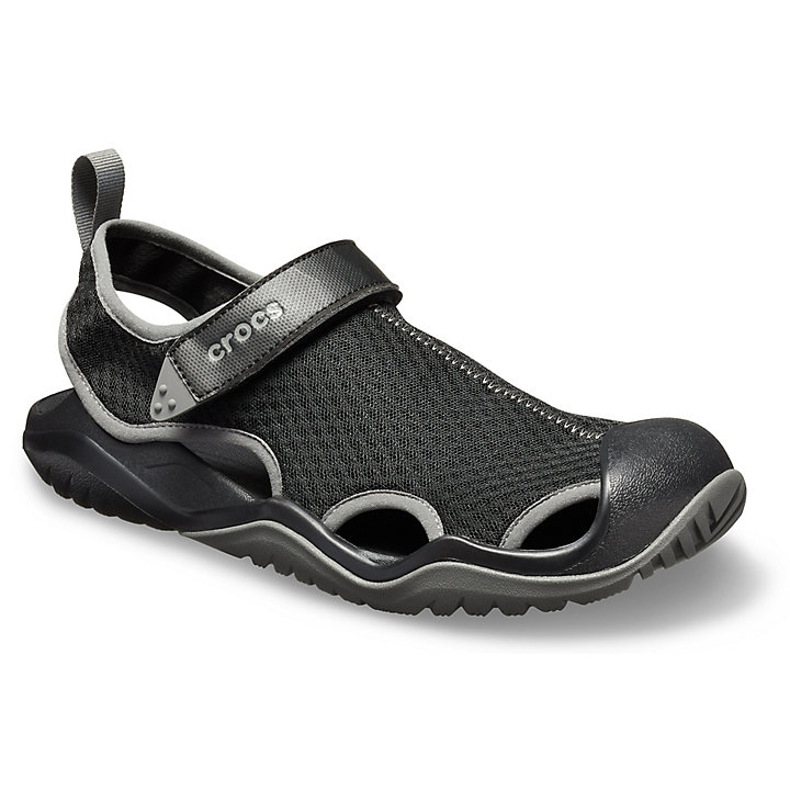 Big And Tall Crocs Swiftwater Mesh Deck Sandal Noir Homme | JUG-7675650