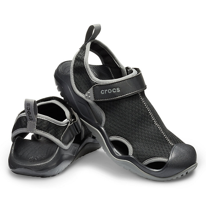 Big And Tall Crocs Swiftwater Mesh Deck Sandal Noir Homme | JUG-7675650