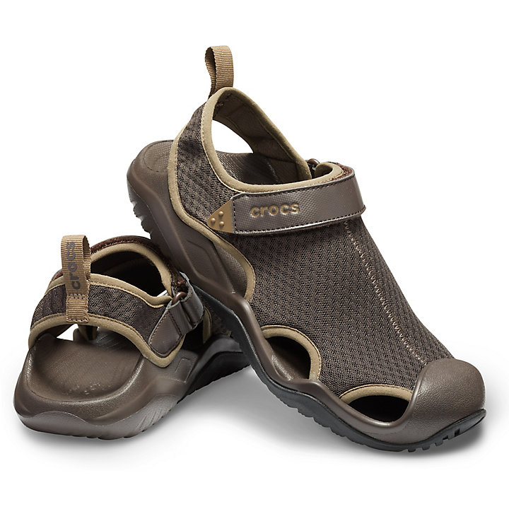 Big And Tall Crocs Swiftwater Mesh Deck Sandal Chocolat Homme | PBB-8388677