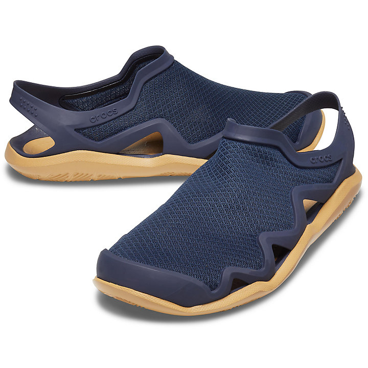 Sandales Crocs Swiftwater Mesh Wave Bleu Marine Marron Homme | ZBL-9898860