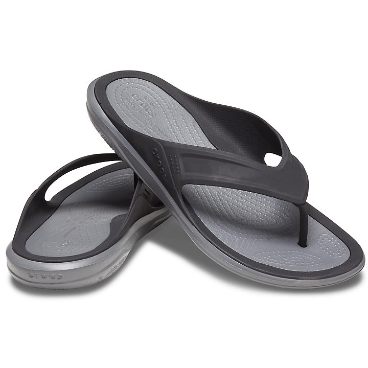 Sandales Crocs Swiftwater Wave Flip Noir Grise Homme | UUK-9747964