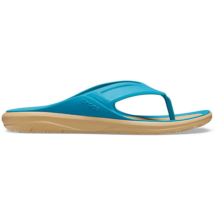 Sandales Crocs Swiftwater Wave Flip Turquoise Foncé Marron Homme | GSJ-3783949