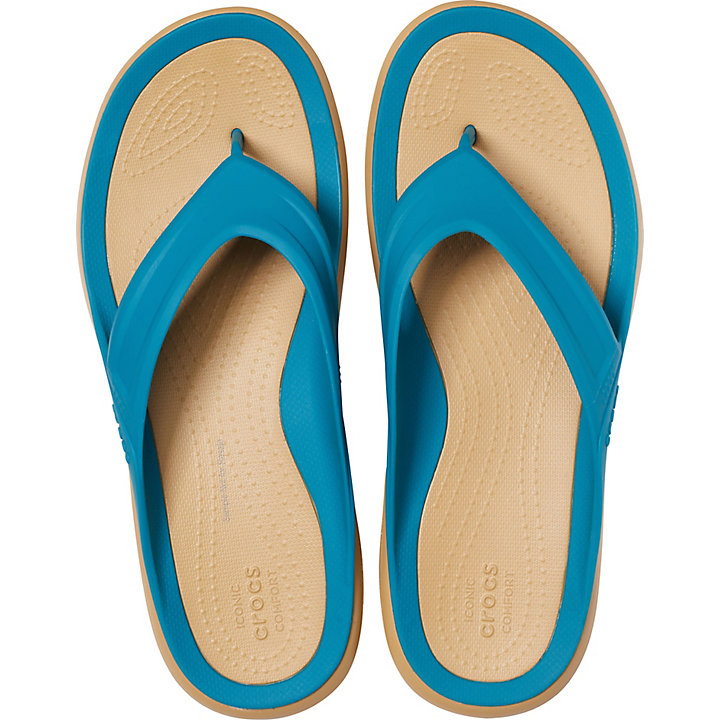 Sandales Crocs Swiftwater Wave Flip Turquoise Foncé Marron Homme | GSJ-3783949