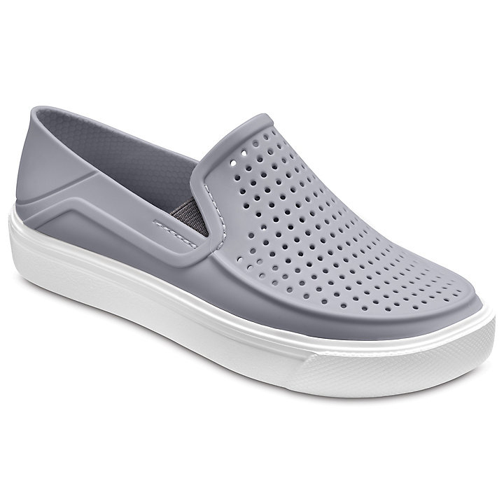 Baskets Crocs CitiLane Roka Slip-On Grise Clair Blanche Enfant | NZE-0121531