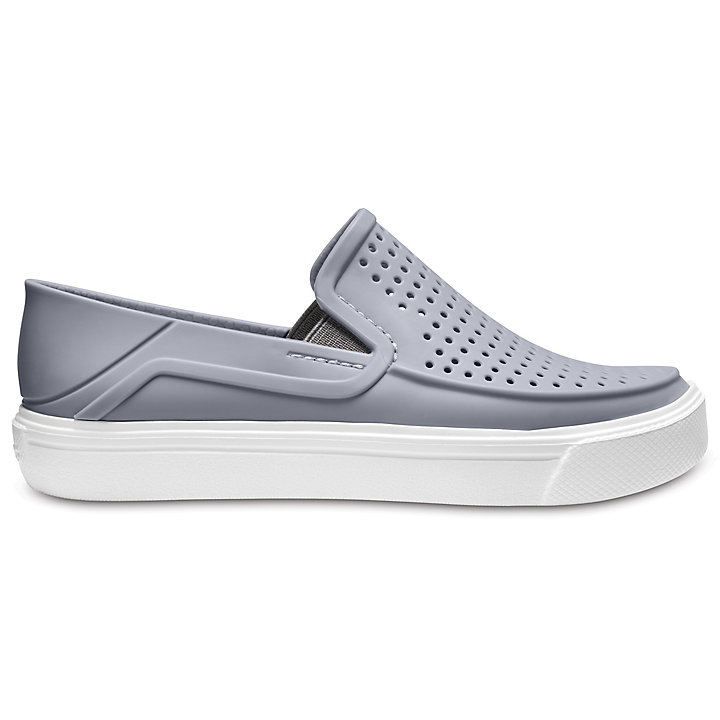 Baskets Crocs CitiLane Roka Slip-On Grise Clair Blanche Enfant | NZE-0121531