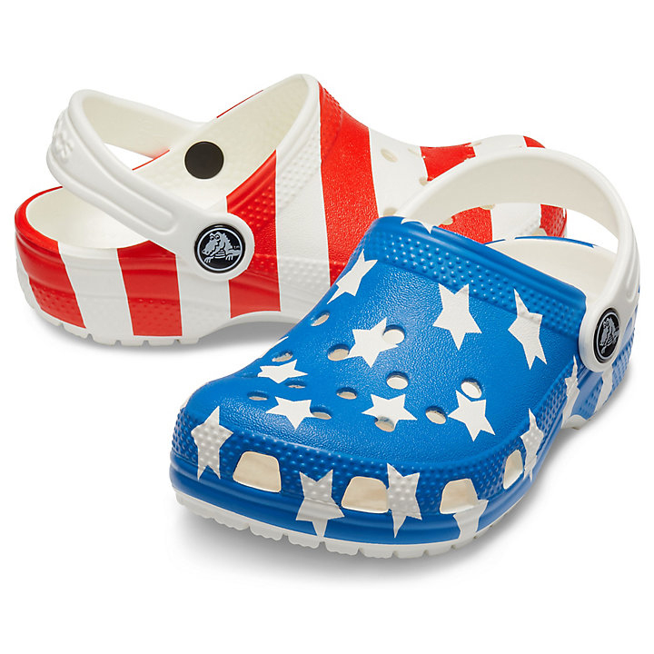 Sabots Crocs Classiche American Flag Clog Blanche Multicolore Enfant | LIG-2032532