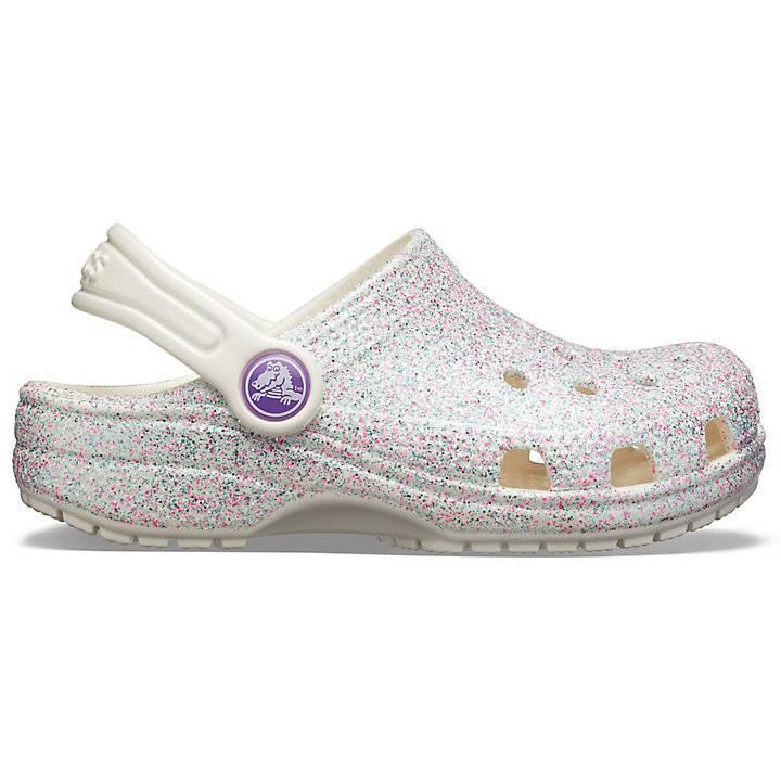 Sabots Crocs Classiche Glitter Clog Blanche Enfant | IQE-6178940