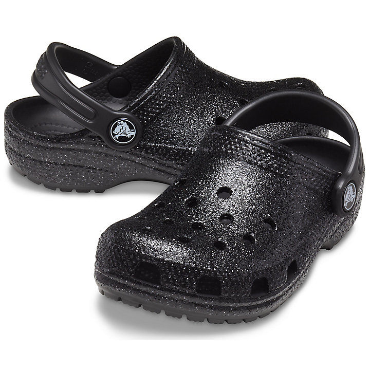 Sabots Crocs Classiche Glitter Clog Noir Enfant | DTQ-1293965