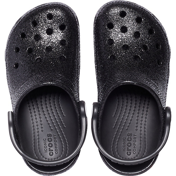 Sabots Crocs Classiche Glitter Clog Noir Enfant | DTQ-1293965