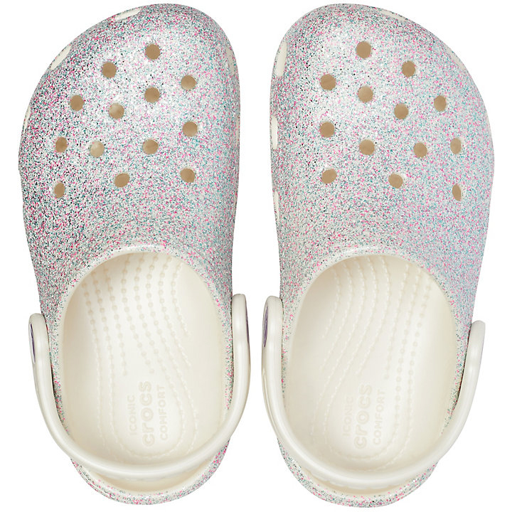 Sabots Crocs Classiche Glitter Clog Blanche Enfant | IQE-6178940