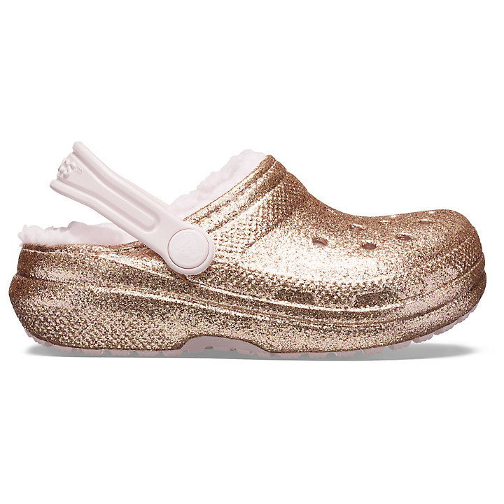 Chaussons Crocs Classiche Glitter Doublée Clog Doré Rose Enfant | BCC-2766347