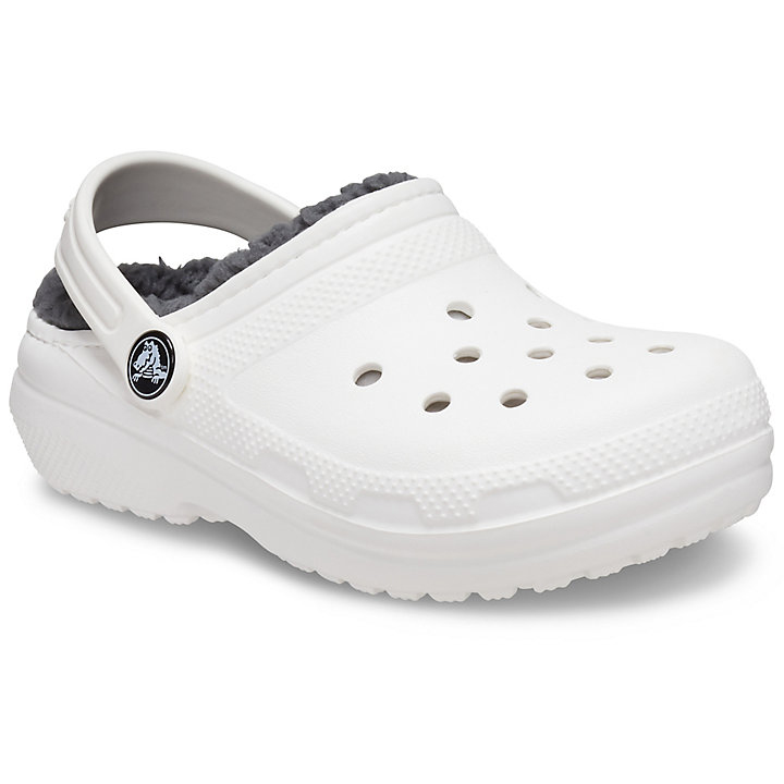 Sabots Crocs Classiche Doublée Clog Blanche Grise Enfant | FUY-3112826