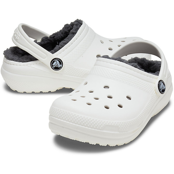 Sabots Crocs Classiche Doublée Clog Blanche Grise Enfant | FUY-3112826