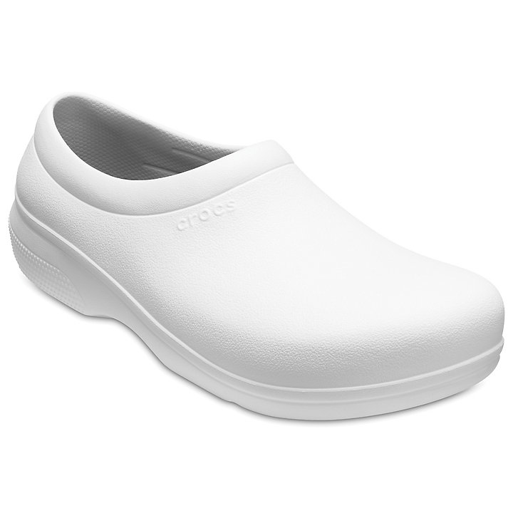 Sabots Crocs On-The-Clock Travail Slip-On Blanche Femme | BKJ-1941050