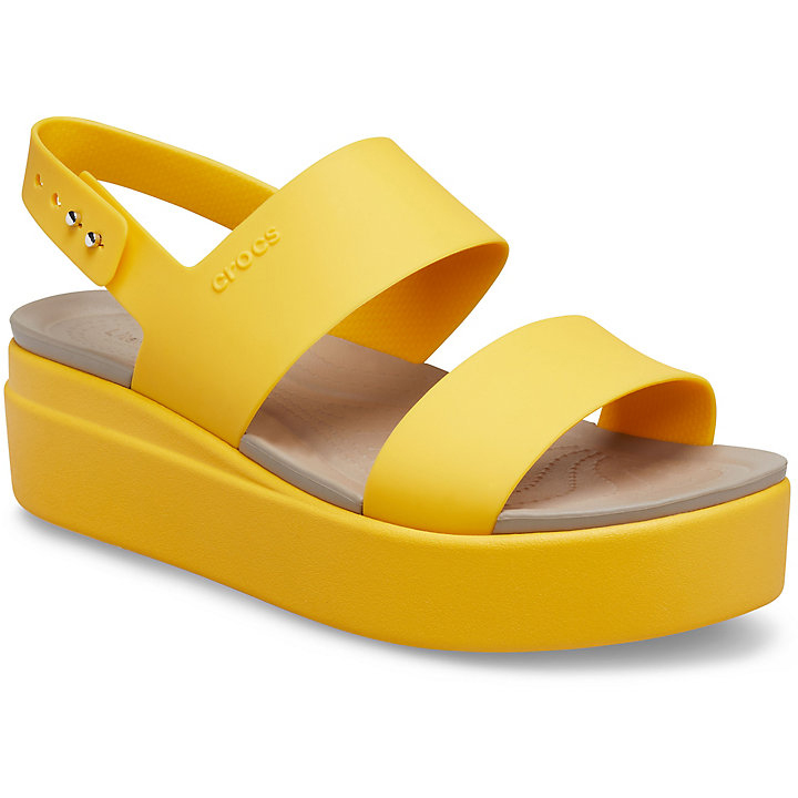 Compensées Crocs Brooklyn Low Wedge Jaune Femme | OHO-8302704