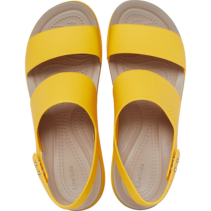 Compensées Crocs Brooklyn Low Wedge Jaune Femme | OHO-8302704