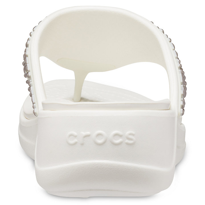 Compensées Crocs Monterey Diamante Wedge Flip Blanche Beige Femme | OTI-3610884