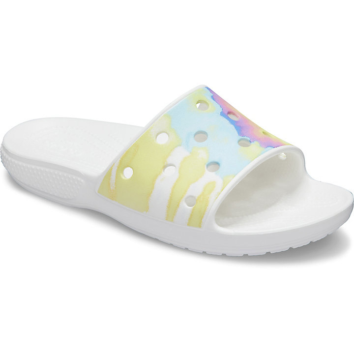 Sandales Crocs Classiche Tie-Dye Graphic Claquette Blanche Multicolore Homme | EMJ-4880941