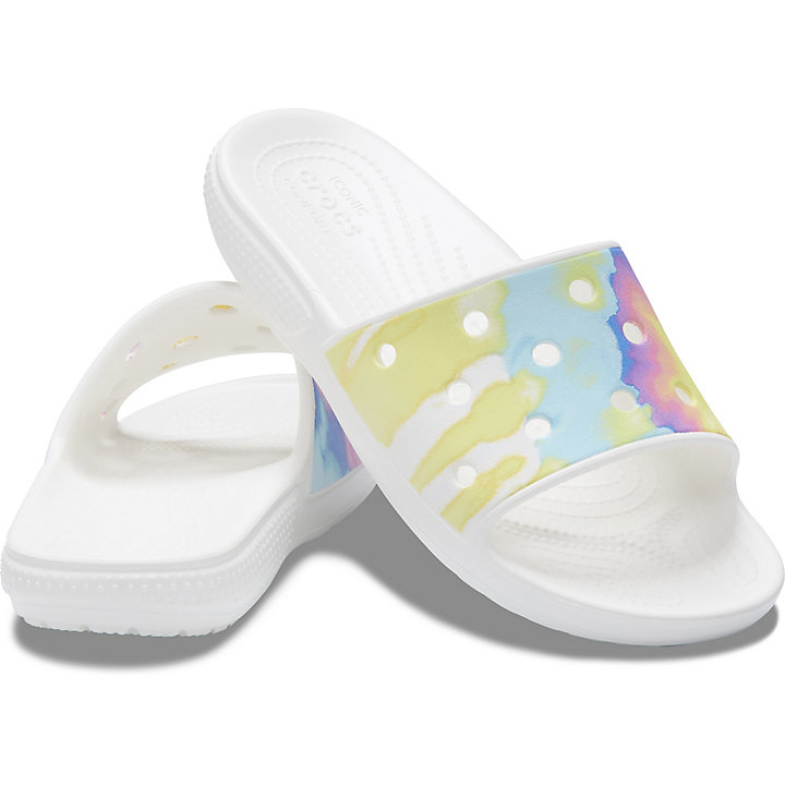 Sandales Crocs Classiche Tie-Dye Graphic Claquette Blanche Multicolore Homme | EMJ-4880941