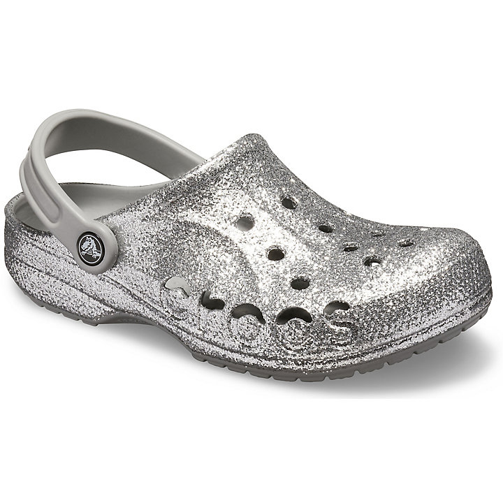 Sabots Crocs Baya Glitter Clog Argent Femme | UVO-9581217