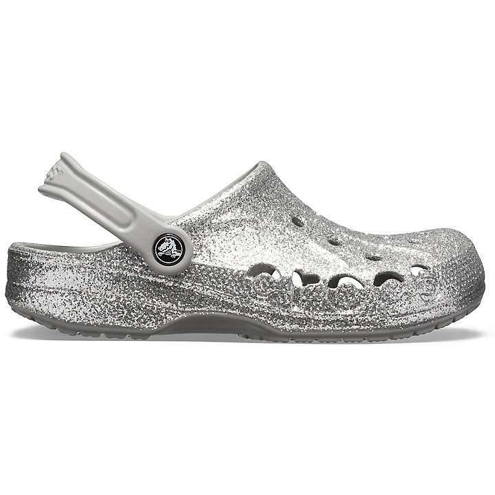 Sabots Crocs Baya Glitter Clog Argent Femme | UVO-9581217