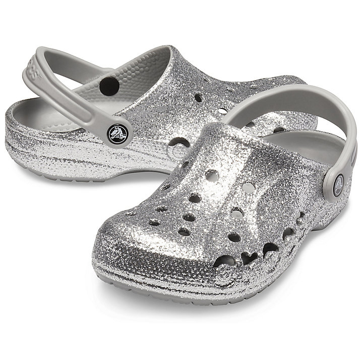 Sabots Crocs Baya Glitter Clog Argent Femme | UVO-9581217