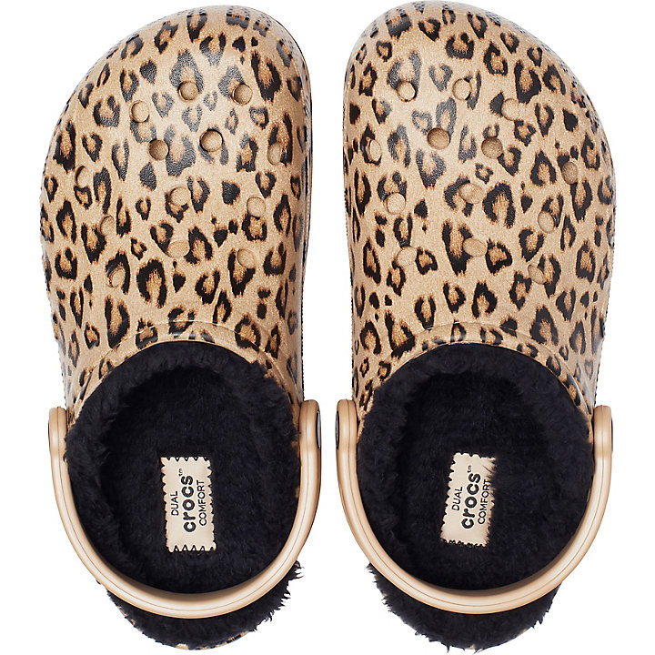 Sabots Crocs Baya Printed Doublée Clog Leopard Doré Femme | ZQH-2509761