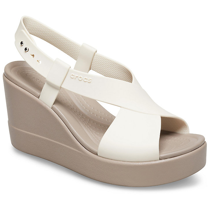 Compensées Crocs Brooklyn High Wedge Beige Kaki Femme | GMA-7111043