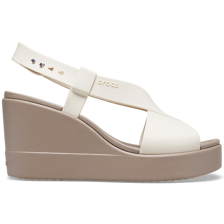 Compensées Crocs Brooklyn High Wedge Beige Kaki Femme | GMA-7111043